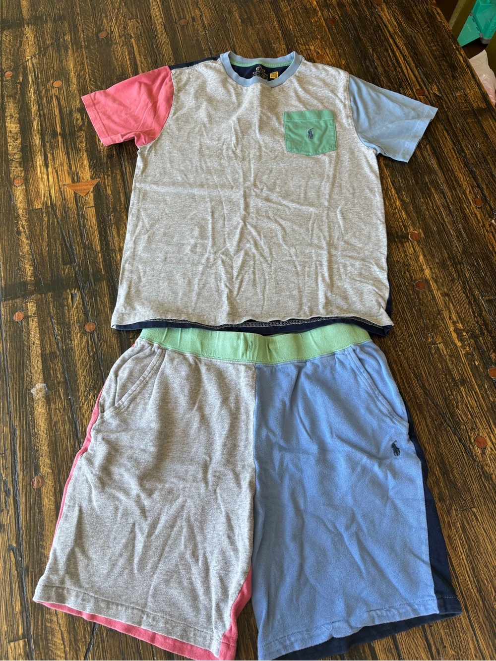 Polo by Ralph Lauren Kids Colorblock Short Set - Grey, Pink, Blue, Mint